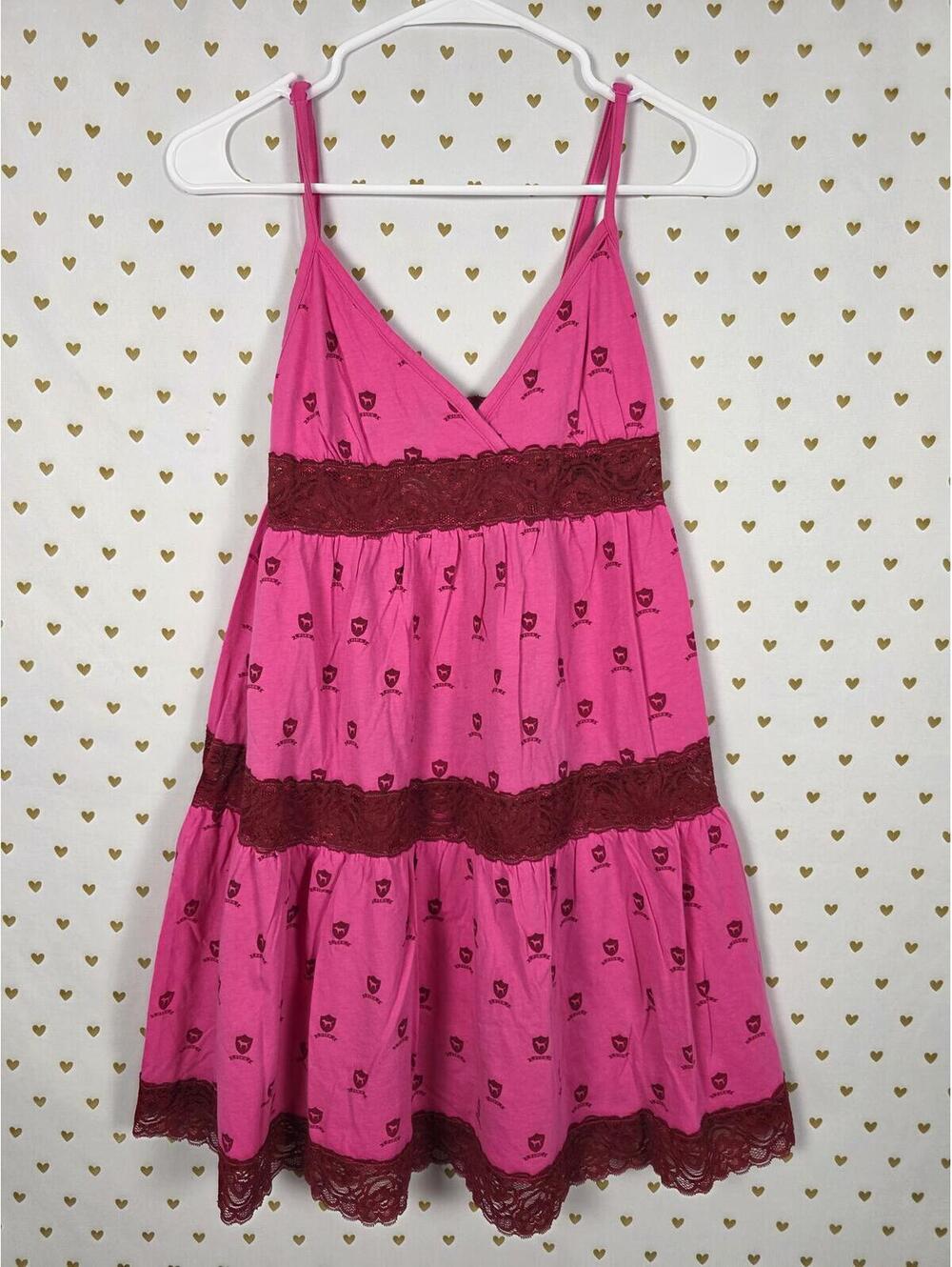 University of PINK Victoria's Secret Pink Lace Logo Sundress Vintage Y2k Med